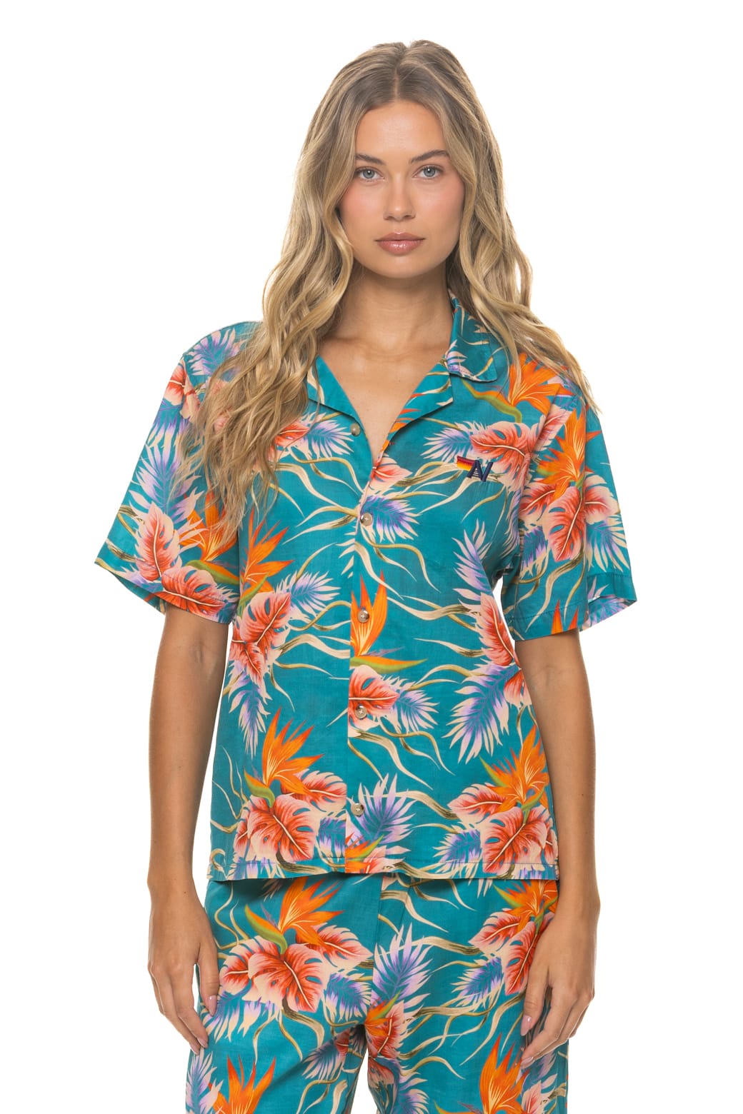 Classic UNISEX COTTON LUXE POPLIN RESORT SHIRT - BLUE HAWAII