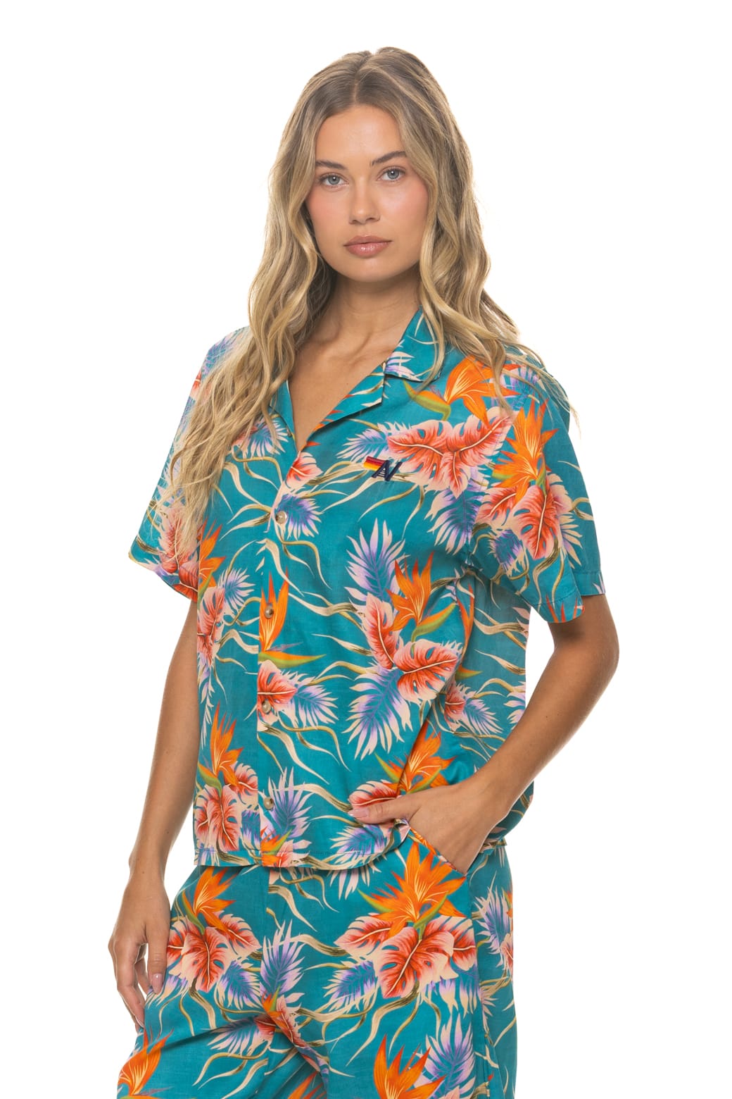 Classic UNISEX COTTON LUXE POPLIN RESORT SHIRT - BLUE HAWAII
