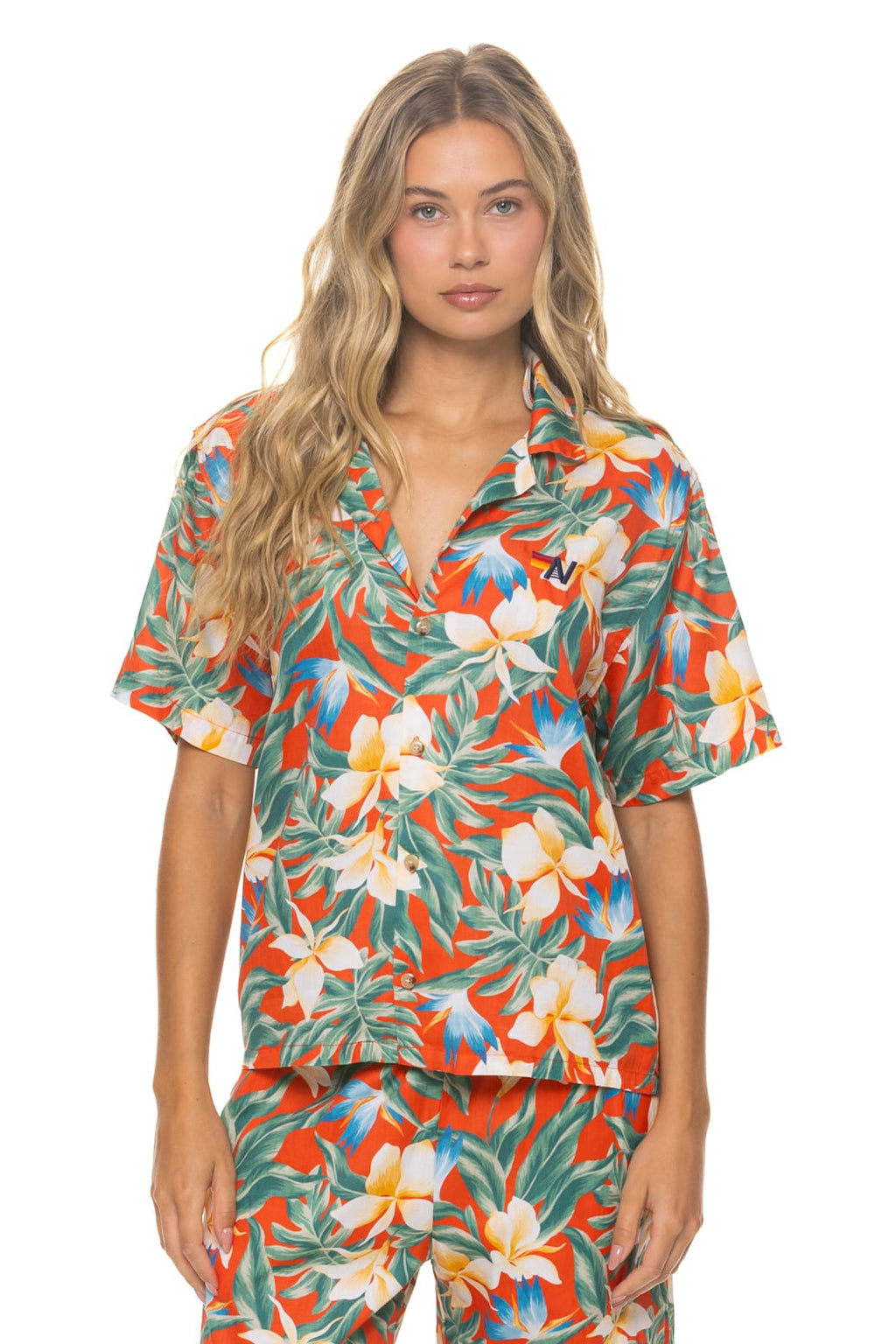 Classic UNISEX COTTON LUXE POPLIN RESORT SHIRT - RED KAUAI