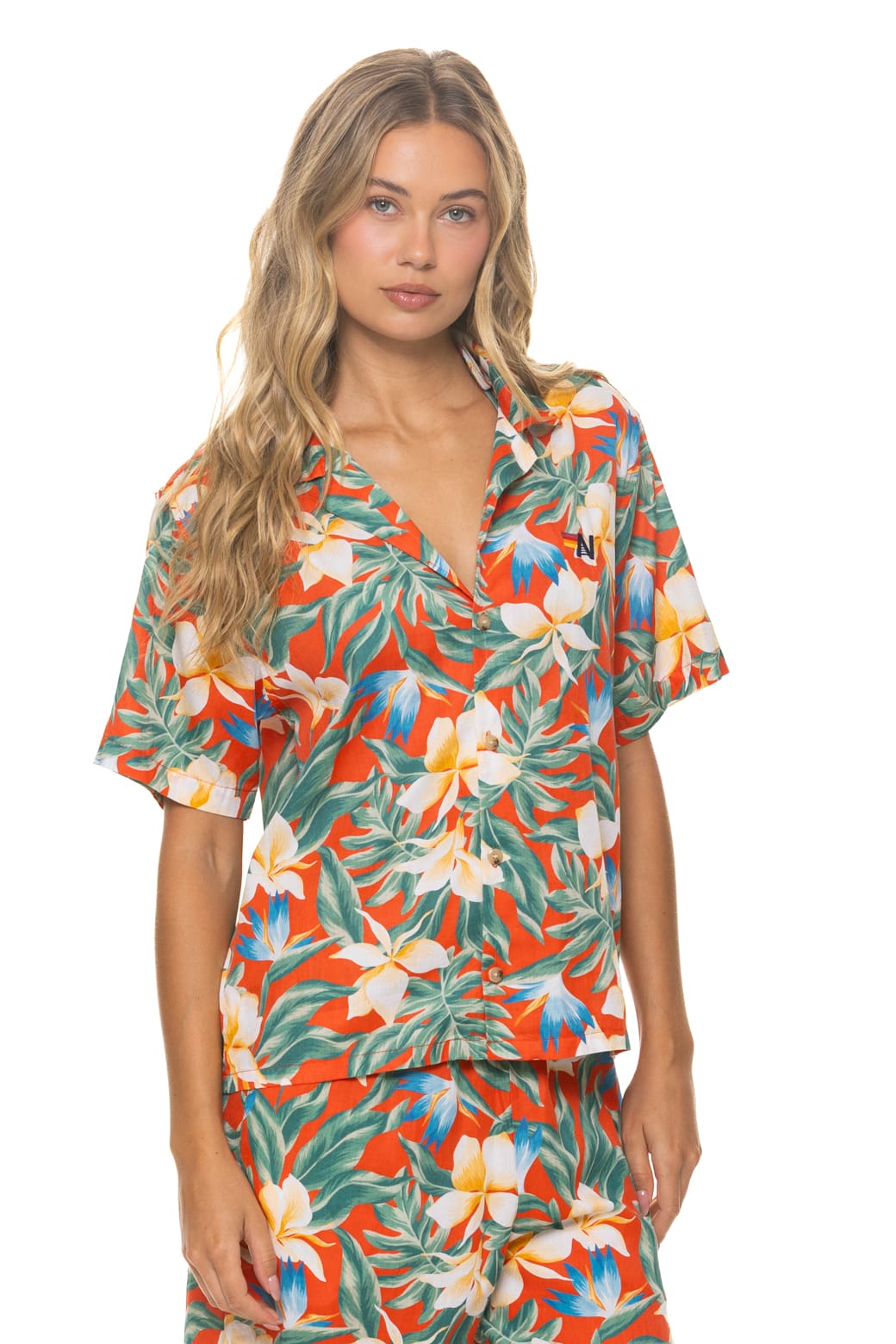 Classic UNISEX COTTON LUXE POPLIN RESORT SHIRT - RED KAUAI