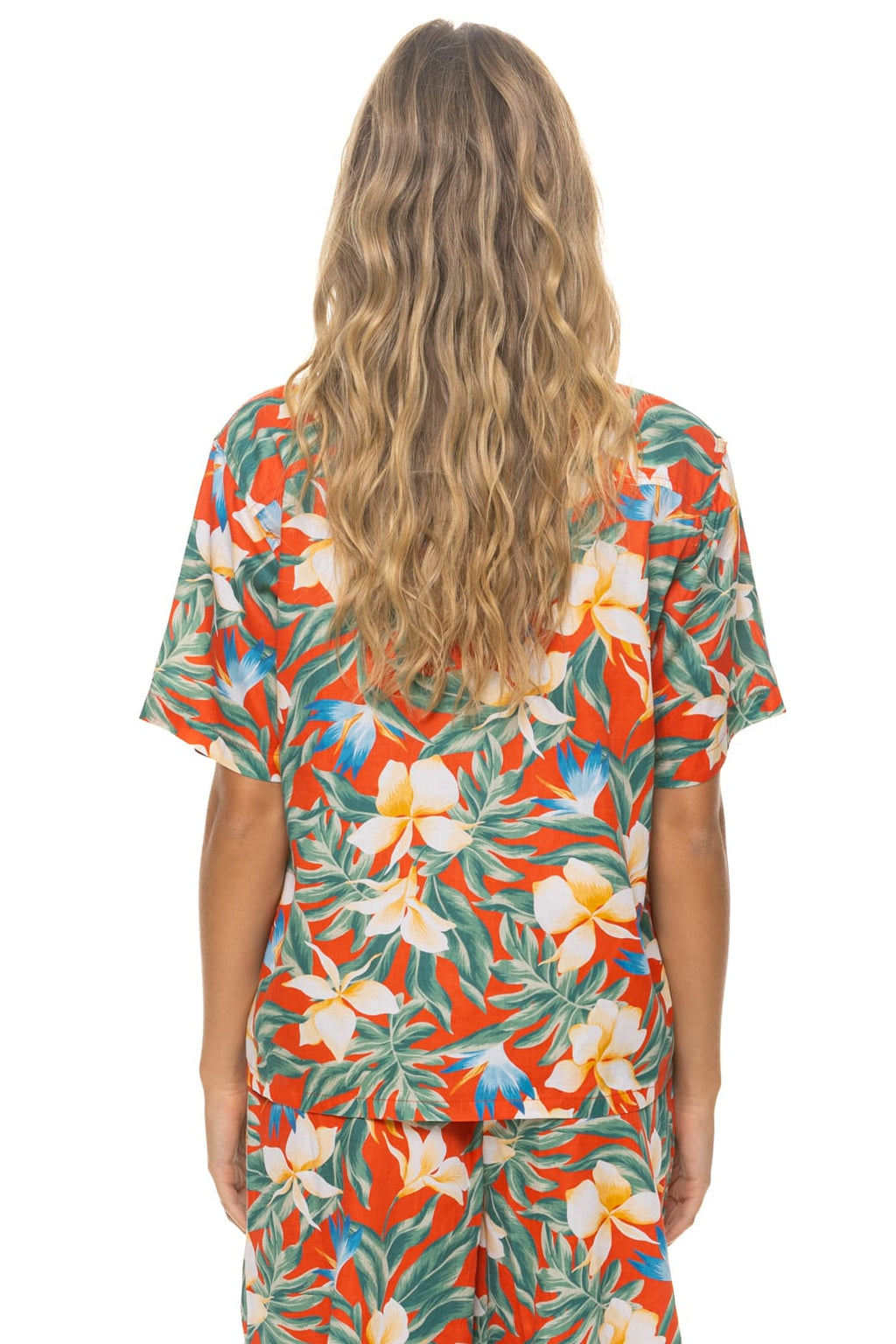 Classic UNISEX COTTON LUXE POPLIN RESORT SHIRT - RED KAUAI