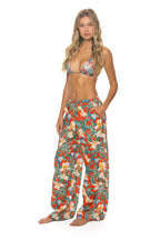 Classic WOMENS COTTON LUXE POPLIN WIDE LEG PANT - RED KAUAI