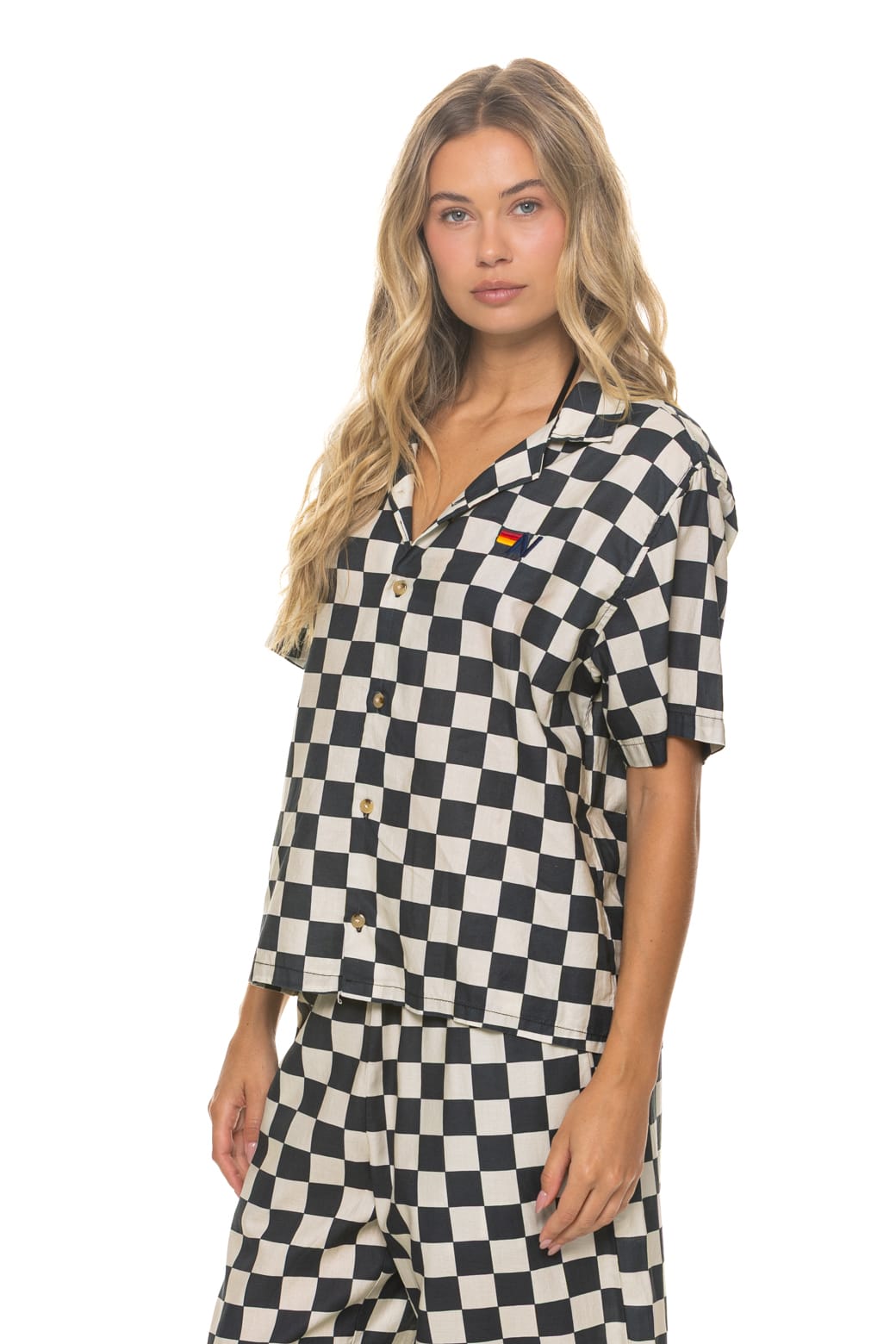 Classic UNISEX COTTON LUXE POPLIN RESORT SHIRT - VINTAGE BLACK CHECKERED