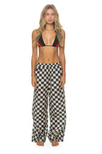 Classic WOMENS COTTON LUXE POPLIN WIDE LEG PANT - VINTAGE BLACK CHECKERED
