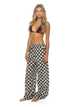 Classic WOMENS COTTON LUXE POPLIN WIDE LEG PANT - VINTAGE BLACK CHECKERED