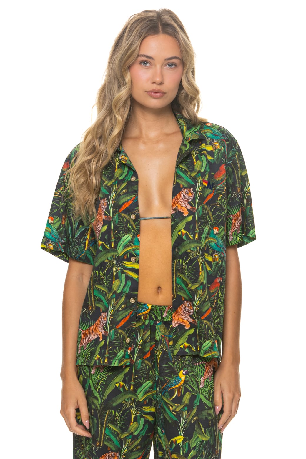Classic UNISEX COTTON LUXE POPLIN RESORT SHIRT - VINTAGE BLACK JUNGLE