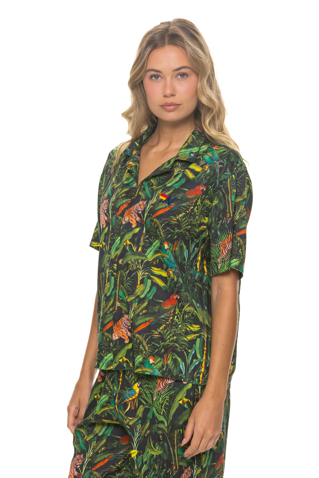 Classic UNISEX COTTON LUXE POPLIN RESORT SHIRT - VINTAGE BLACK JUNGLE