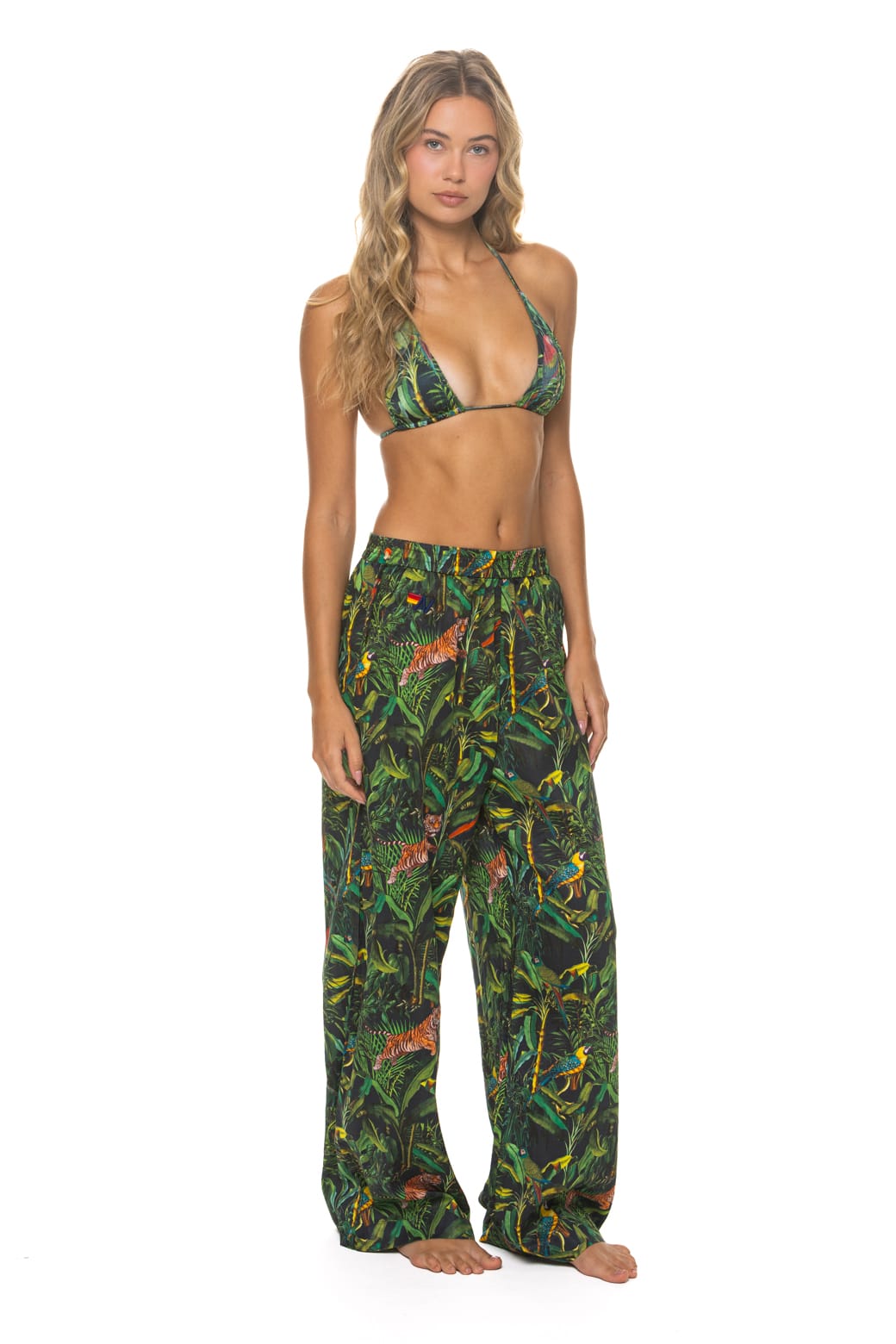 Classic WOMENS COTTON LUXE POPLIN WIDE LEG PANT - VINTAGE BLACK JUNGLE