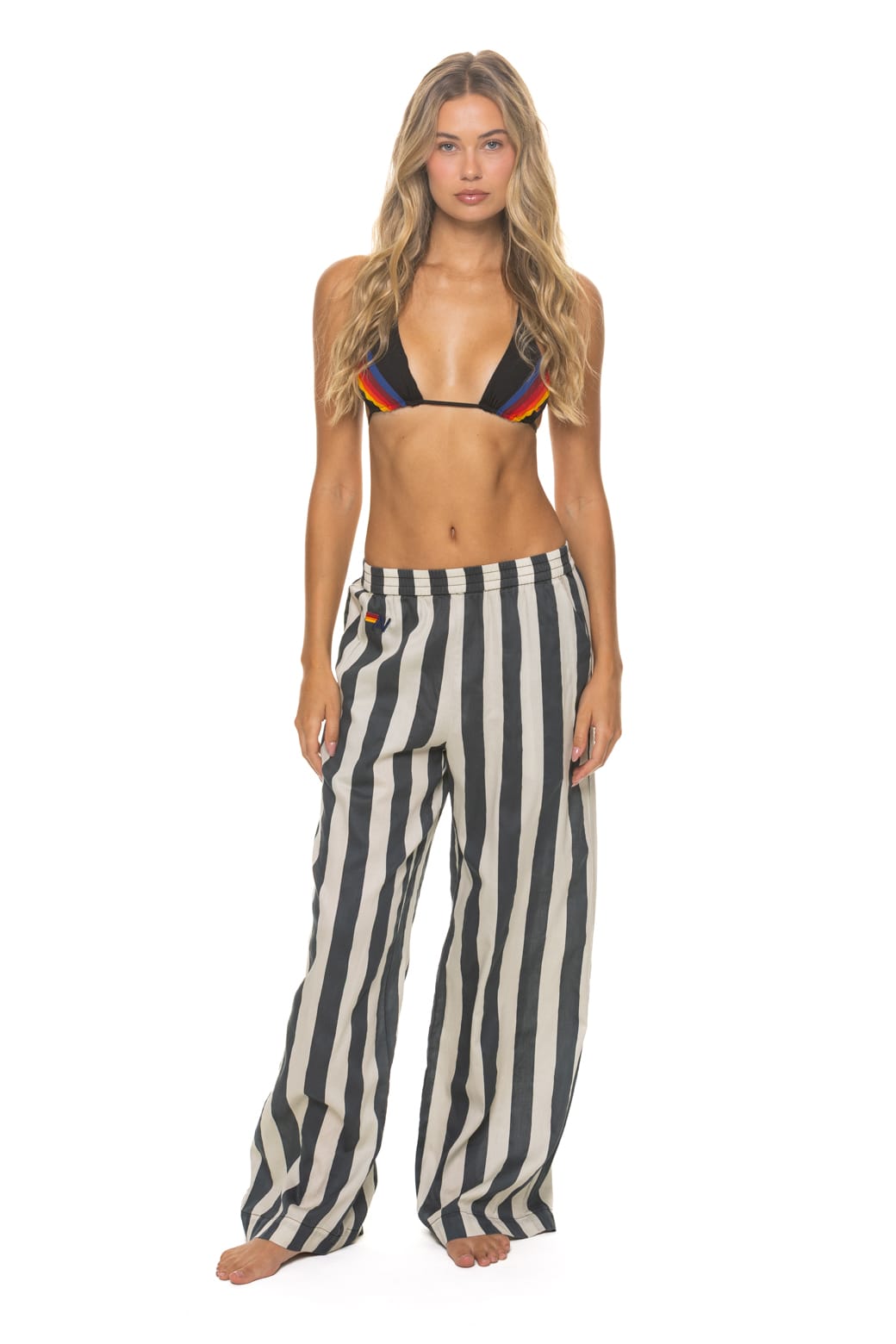 Classic WOMENS COTTON LUXE POPLIN WIDE LEG PANT - VINTAGE BLACK STRIPE