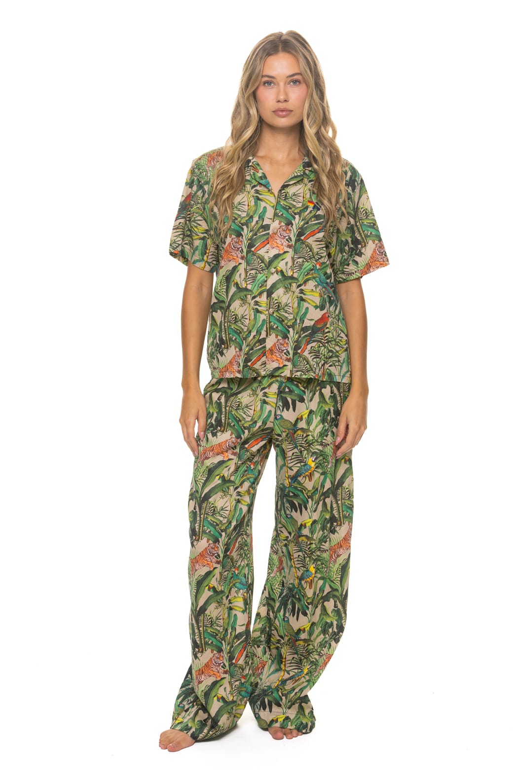 Classic WOMENS COTTON LUXE POPLIN WIDE LEG PANT - VINTAGE WHITE JUNGLE