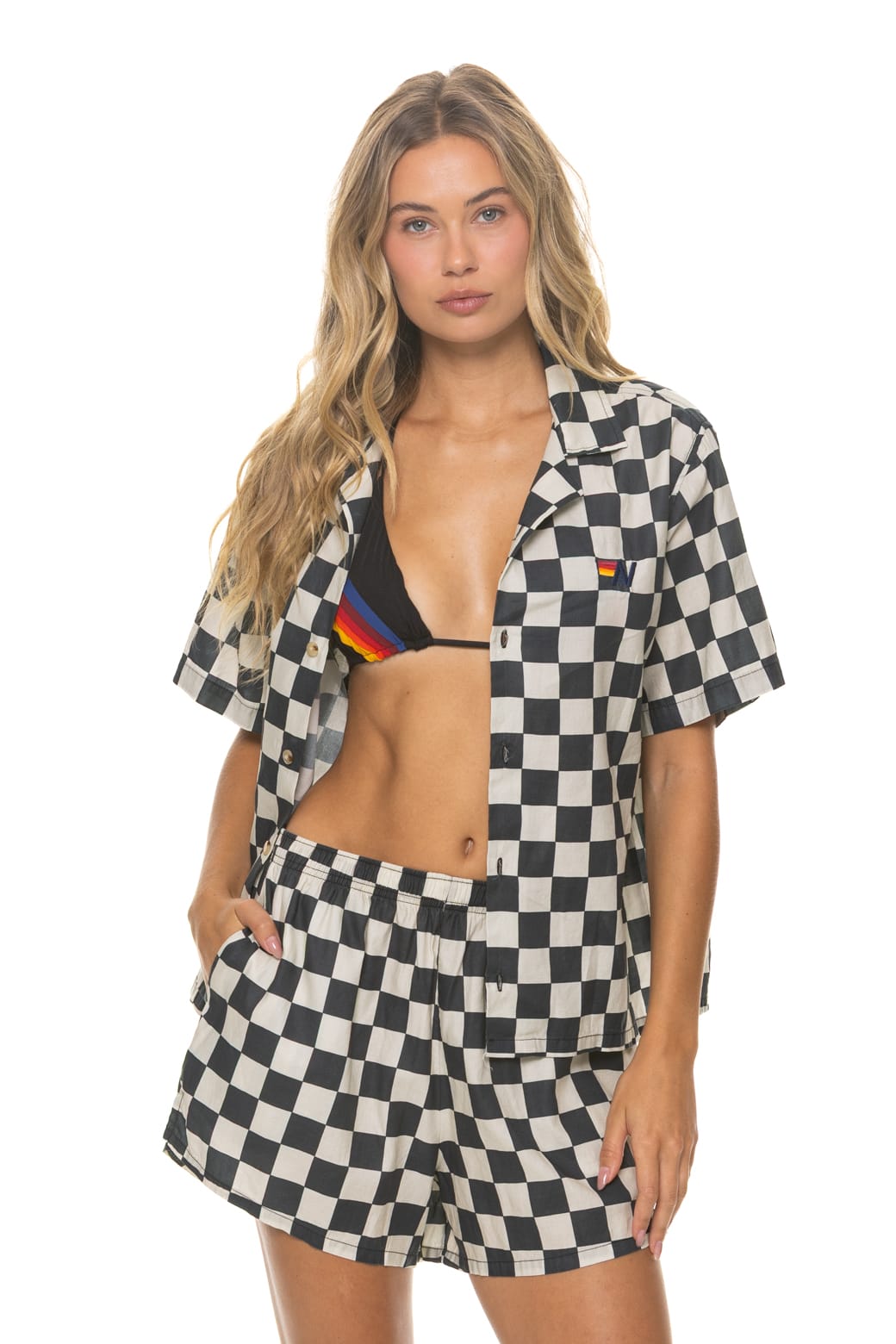 Classic WOMENS COTTON LUXE POPLIN SHORT - VINTAGE BLACK CHECKERED