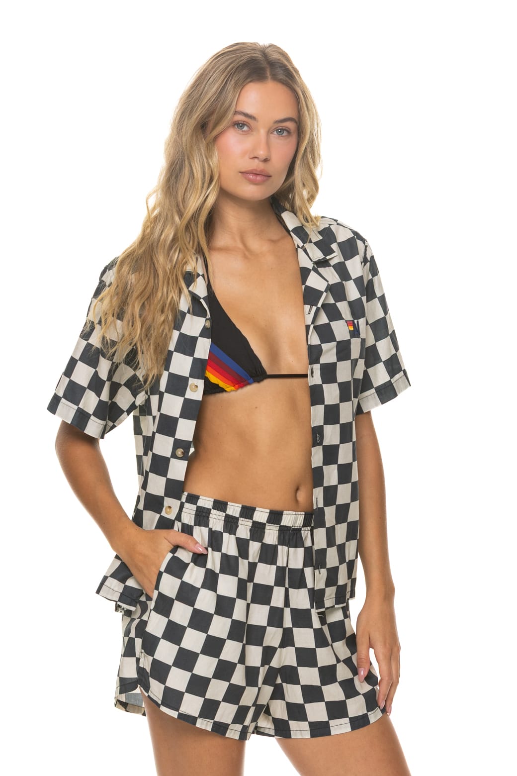 Classic WOMENS COTTON LUXE POPLIN SHORT - VINTAGE BLACK CHECKERED