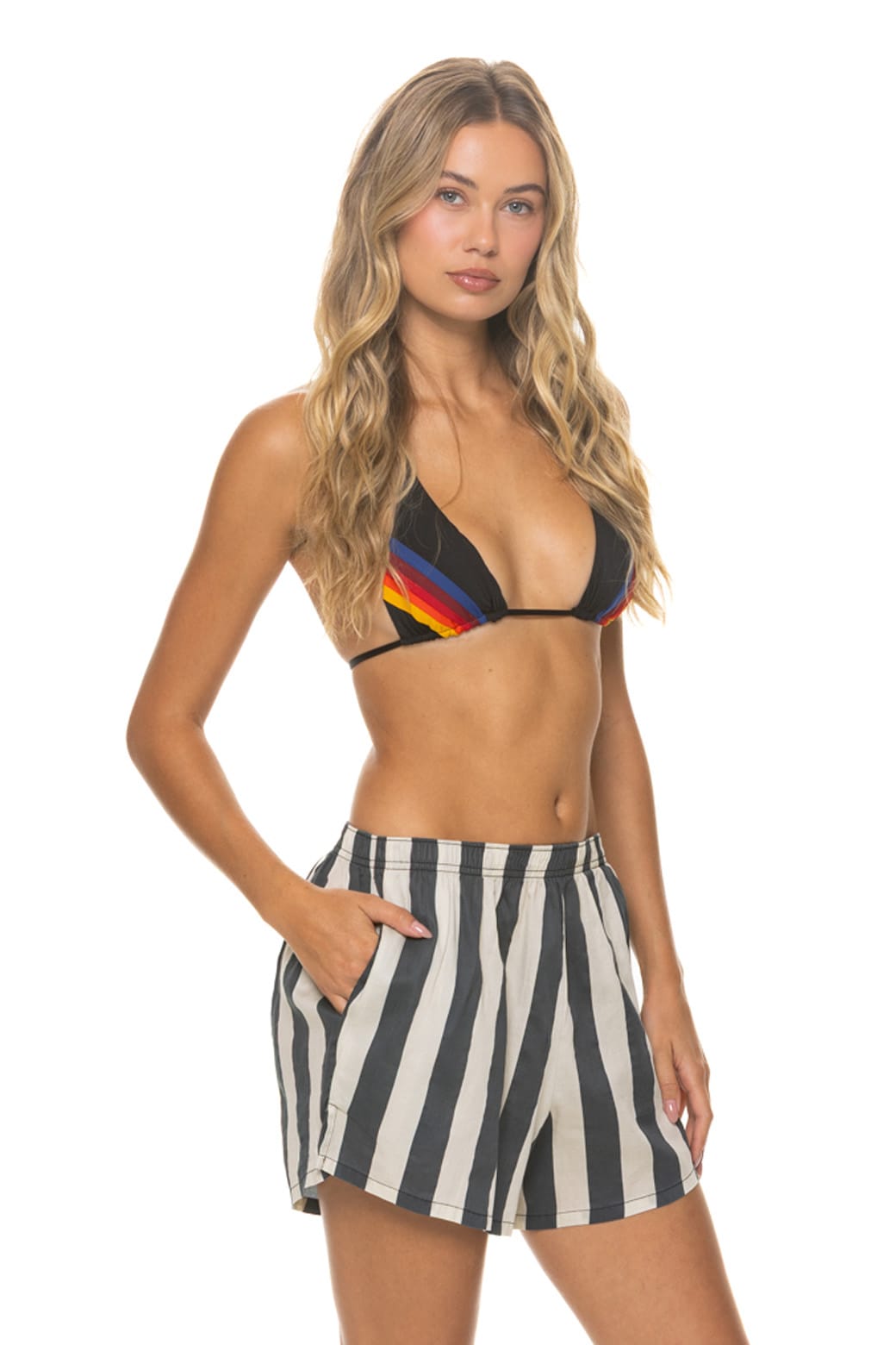 Classic WOMENS COTTON LUXE POPLIN SHORT - VINTAGE BLACK STRIPE
