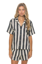 Classic WOMENS COTTON LUXE POPLIN SHORT - VINTAGE BLACK STRIPE