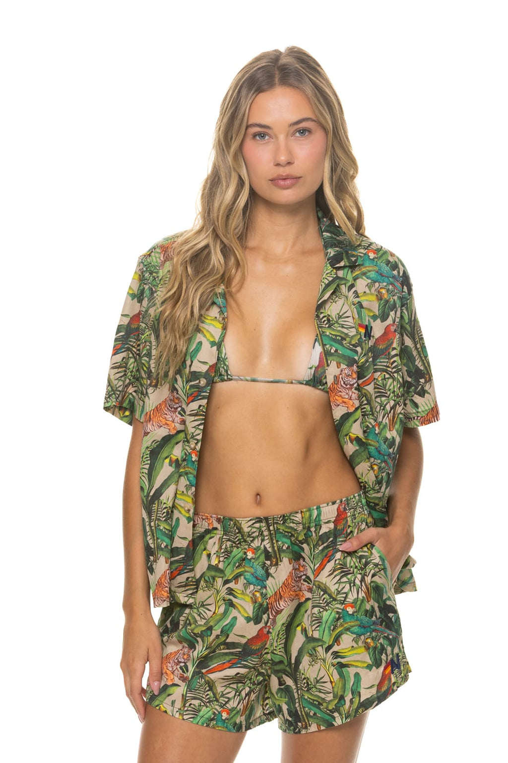 Classic WOMENS COTTON LUXE POPLIN SHORT - VINTAGE WHITE JUNGLE