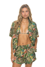 Classic WOMENS COTTON LUXE POPLIN SHORT - VINTAGE WHITE JUNGLE
