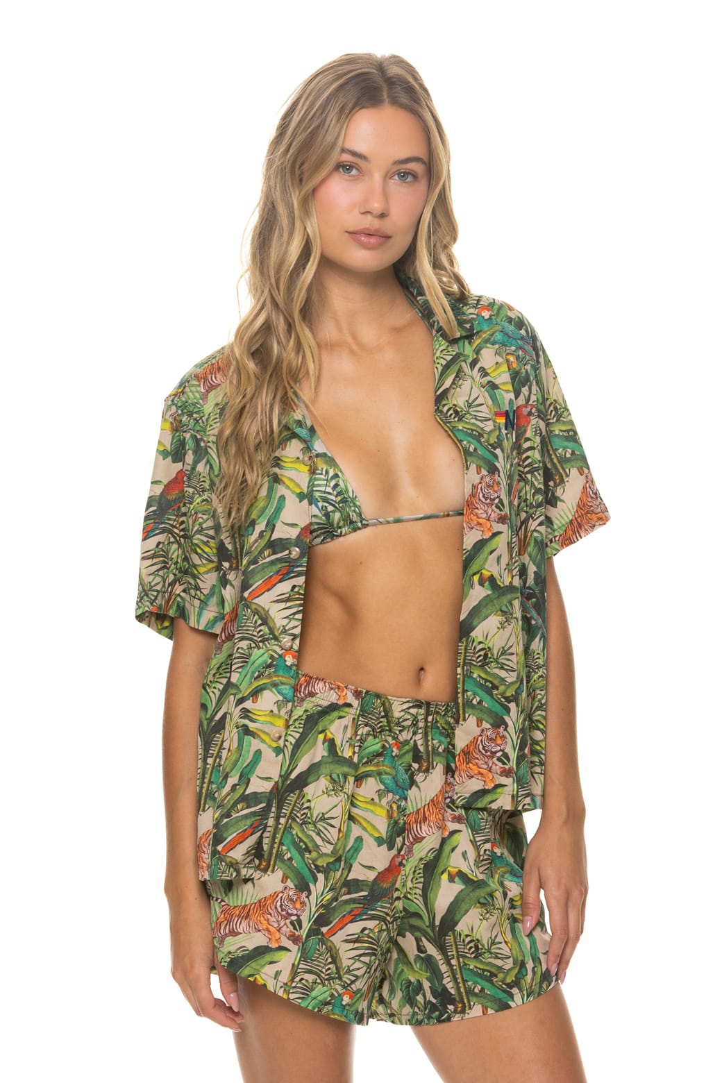 Classic WOMENS COTTON LUXE POPLIN SHORT - VINTAGE WHITE JUNGLE