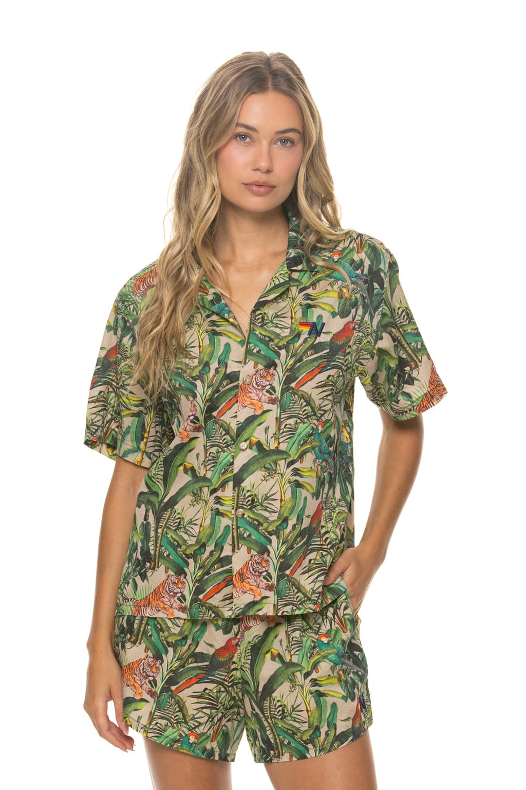 Classic WOMENS COTTON LUXE POPLIN SHORT - VINTAGE WHITE JUNGLE