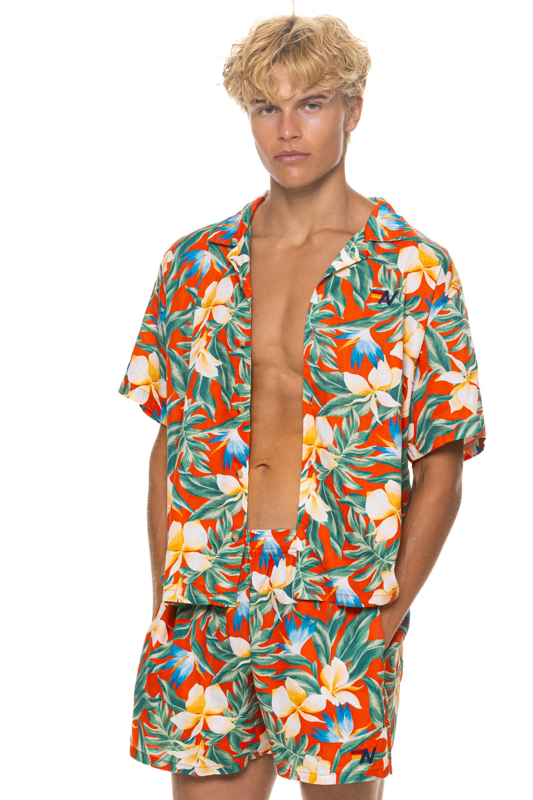 Classic MENS COTTON LUXE POPLIN RELAXED SHORT - RED KAUAI