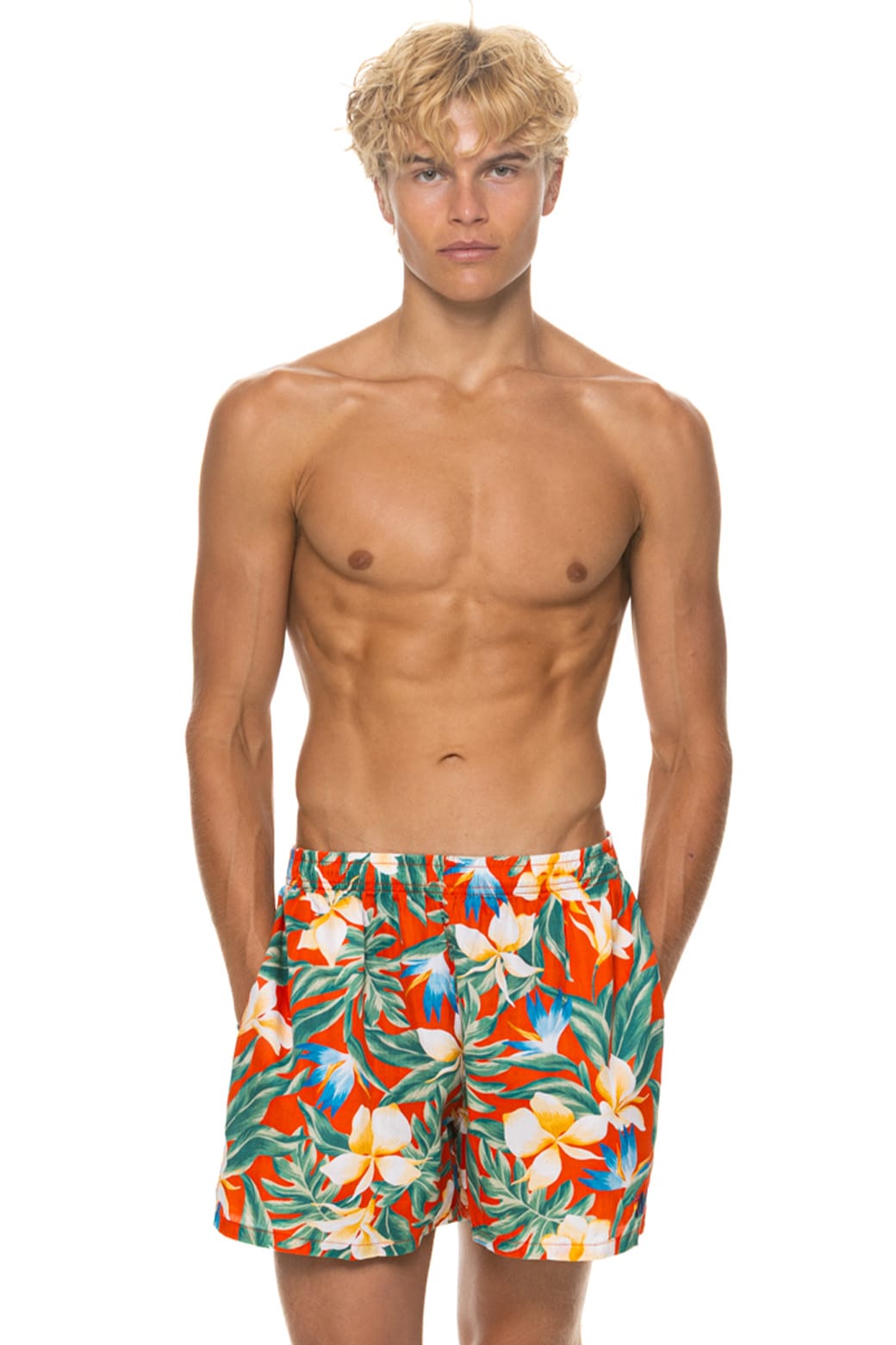 Classic MENS COTTON LUXE POPLIN RELAXED SHORT - RED KAUAI