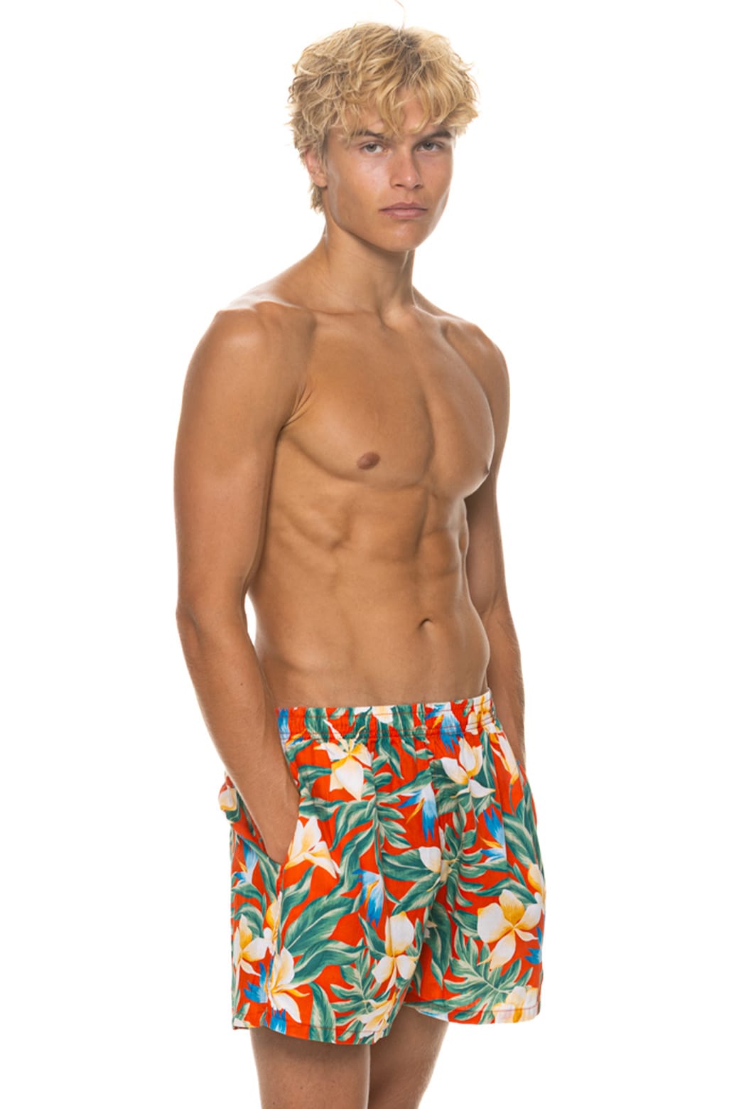 Classic MENS COTTON LUXE POPLIN RELAXED SHORT - RED KAUAI