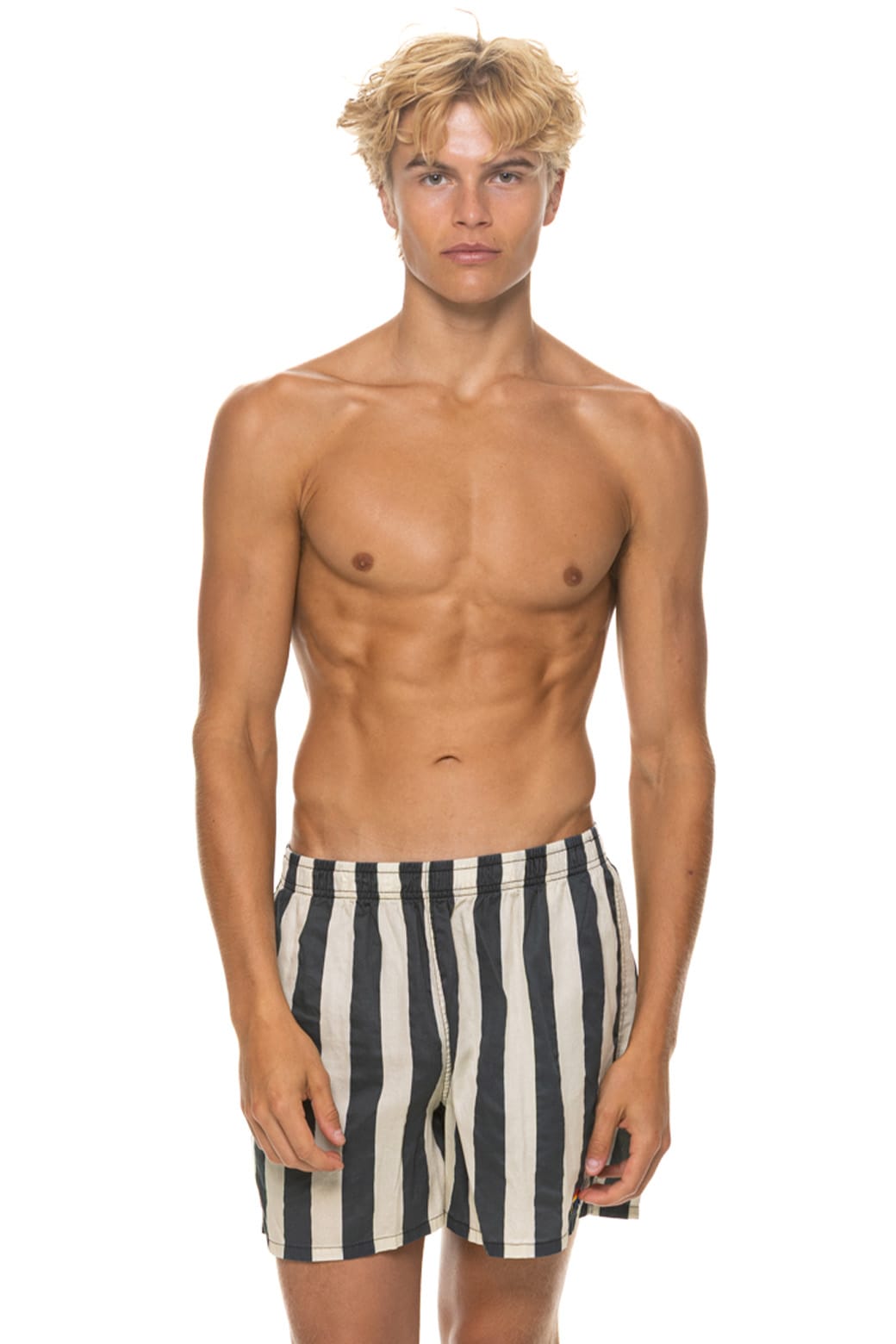 Classic MENS COTTON LUXE POPLIN RELAXED SHORT - VINTAGE BLACK STRIPE