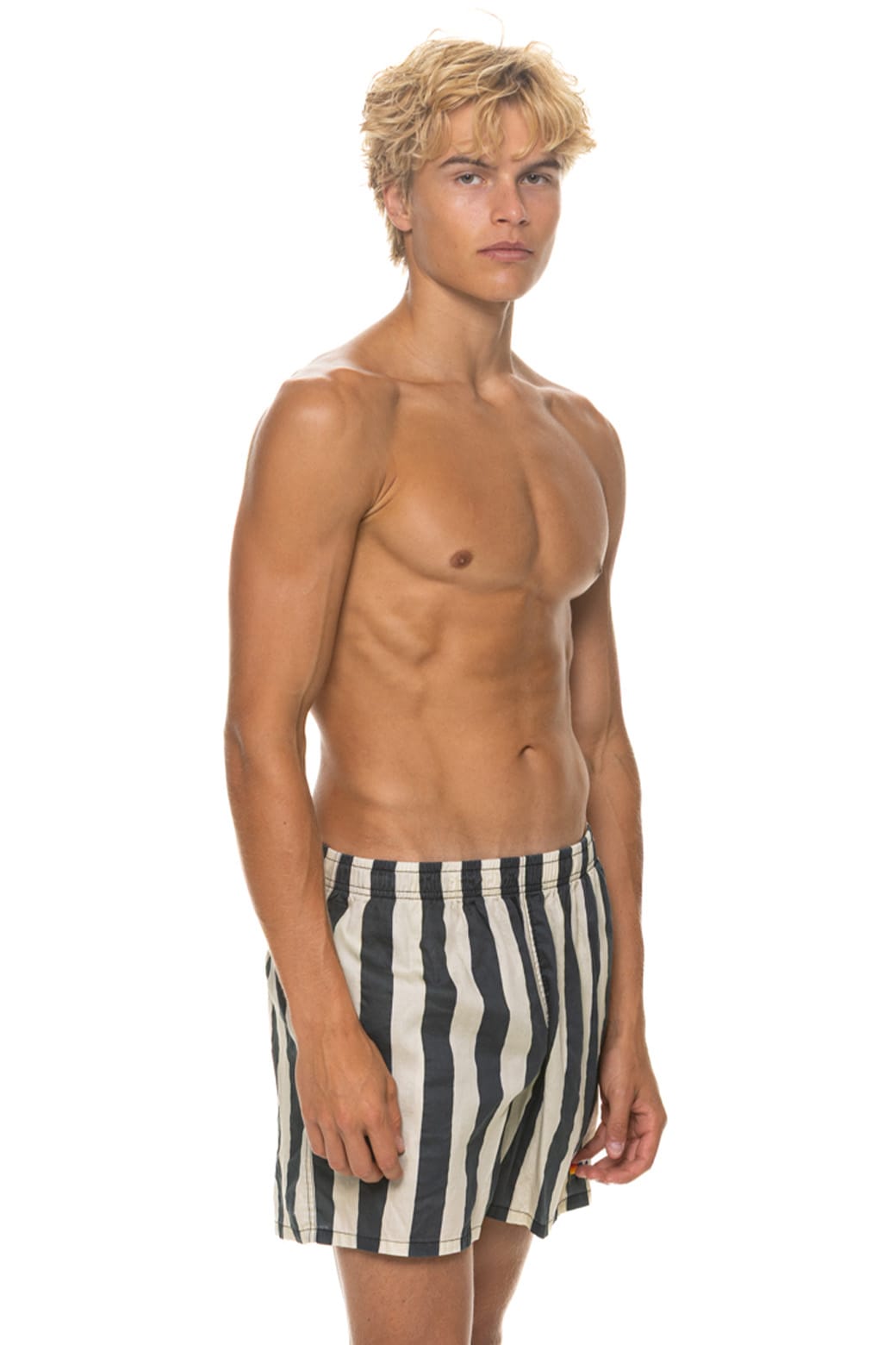 Classic MENS COTTON LUXE POPLIN RELAXED SHORT - VINTAGE BLACK STRIPE