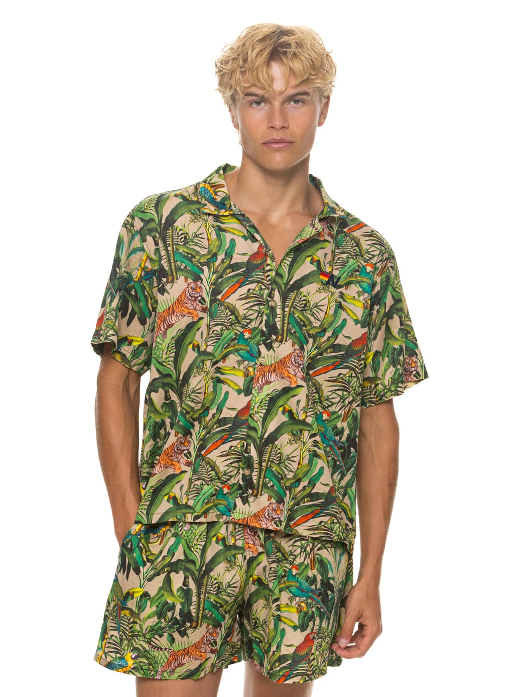 Classic MENS COTTON LUXE POPLIN RELAXED SHORT - VINTAGE WHITE JUNGLE