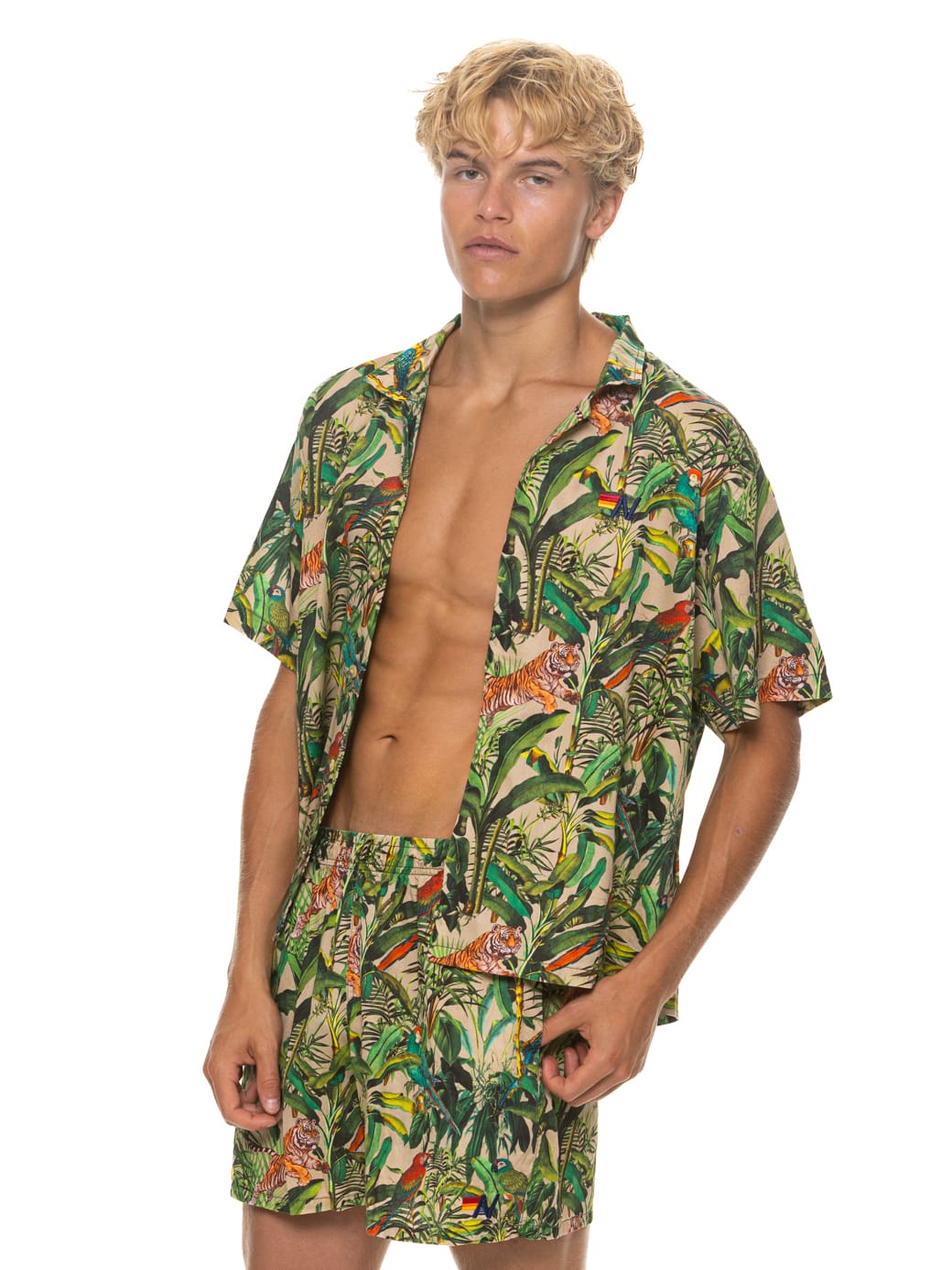 Classic MENS COTTON LUXE POPLIN RELAXED SHORT - VINTAGE WHITE JUNGLE
