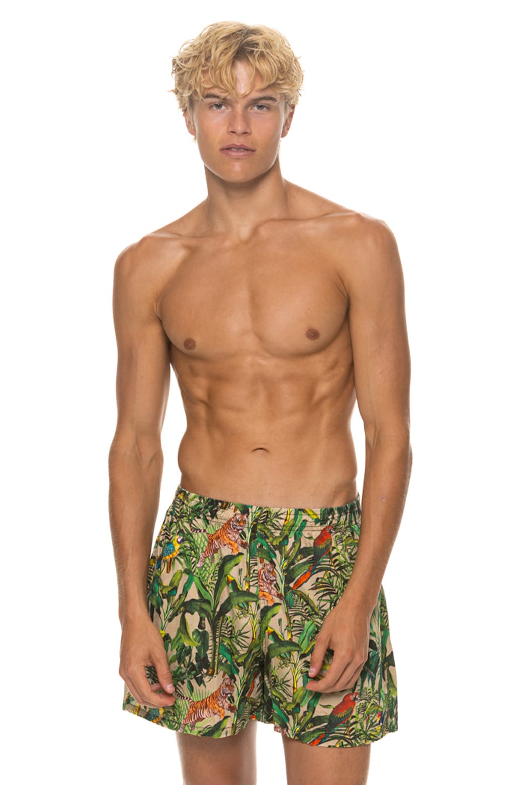 Classic MENS COTTON LUXE POPLIN RELAXED SHORT - VINTAGE WHITE JUNGLE