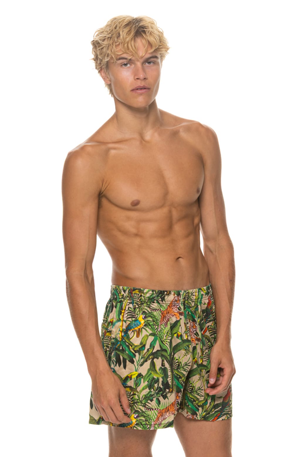 Classic MENS COTTON LUXE POPLIN RELAXED SHORT - VINTAGE WHITE JUNGLE