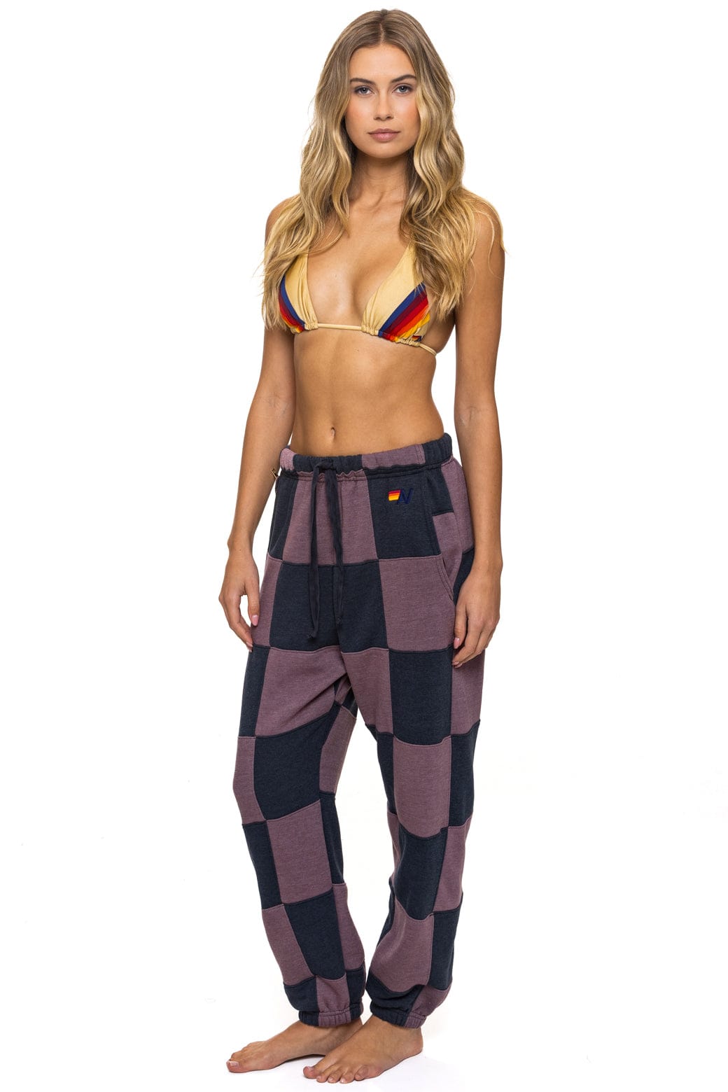Classic CHECK QUILTED SWEATPANTS - CHARCOAL MOCHA