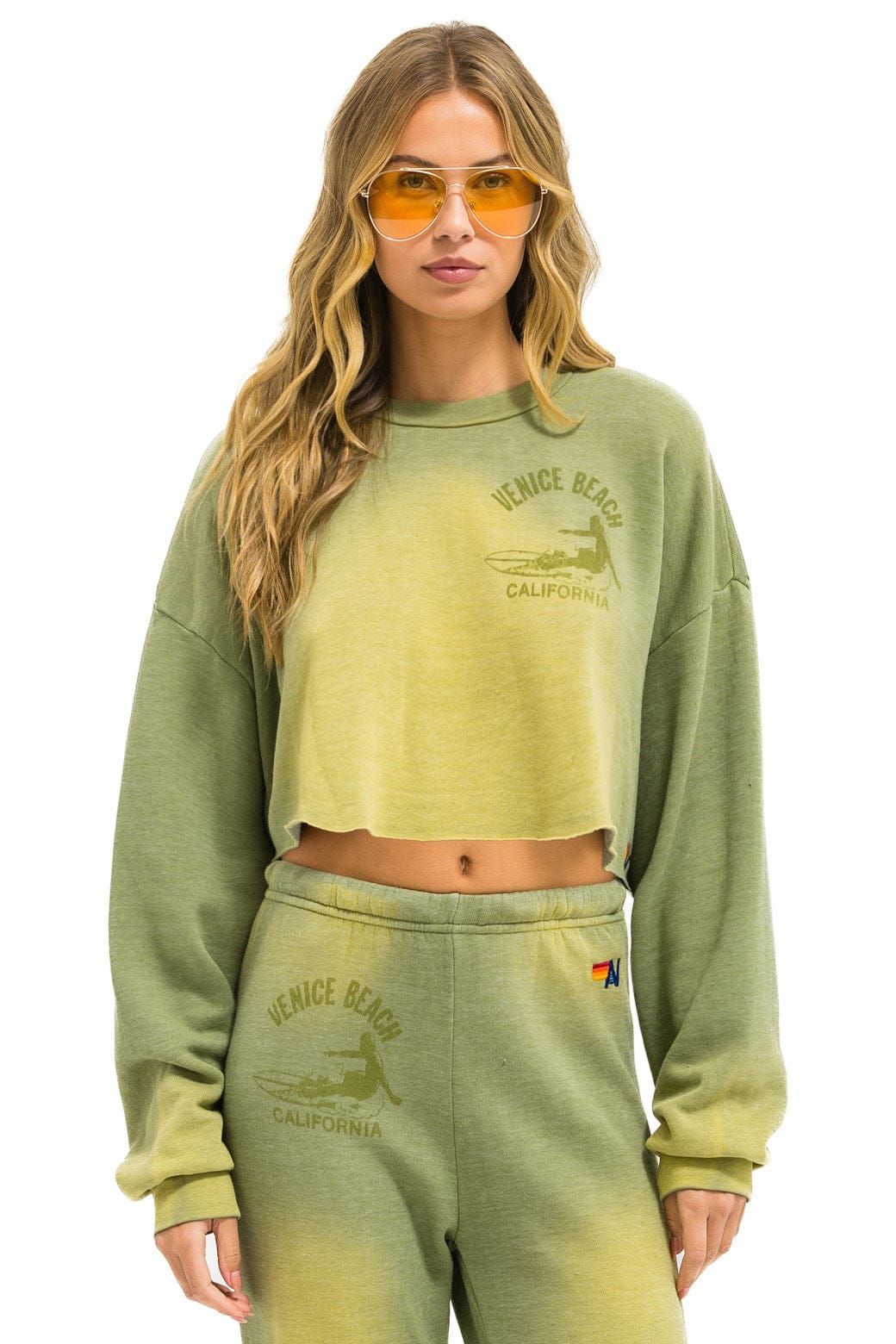 Classic VENICE SURFER CROPPED CREW SWEATSHIRT RELAXED - FADED ARMY