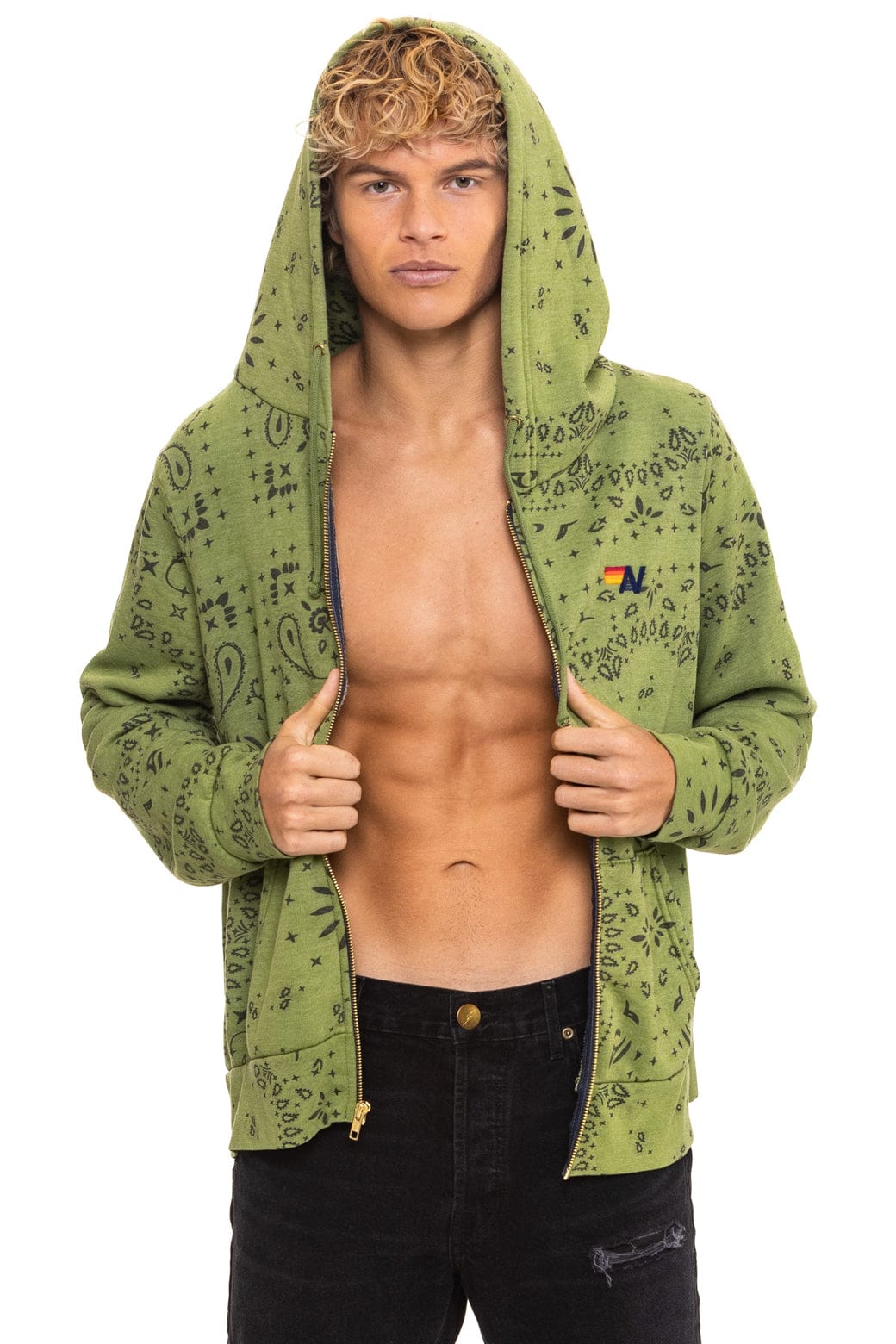 Classic BANDANA ZIP HOODIE - JUNGLE GREEN