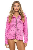 Classic BANDANA ZIP HOODIE - NEON PINK