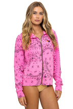 Classic BANDANA ZIP HOODIE - NEON PINK