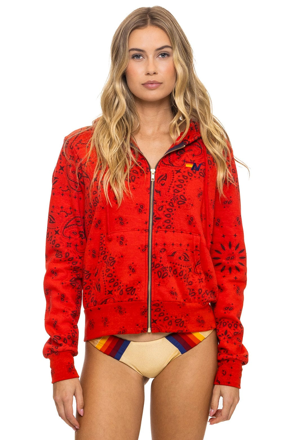 Classic BANDANA ZIP HOODIE - RED
