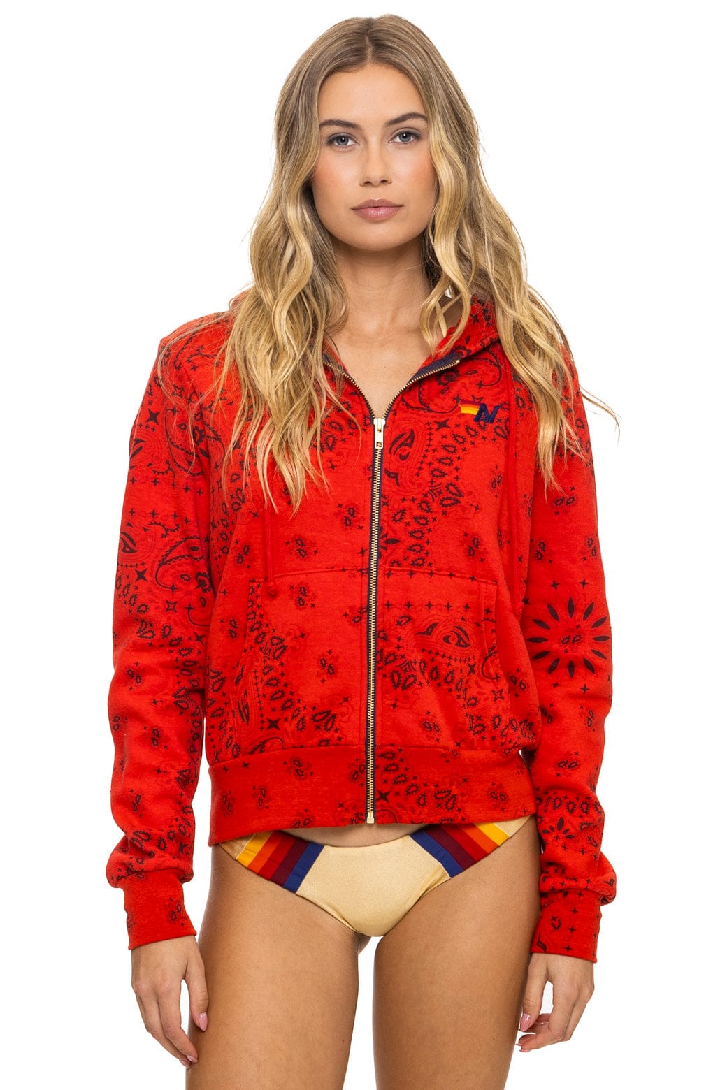 Classic BANDANA ZIP HOODIE - RED