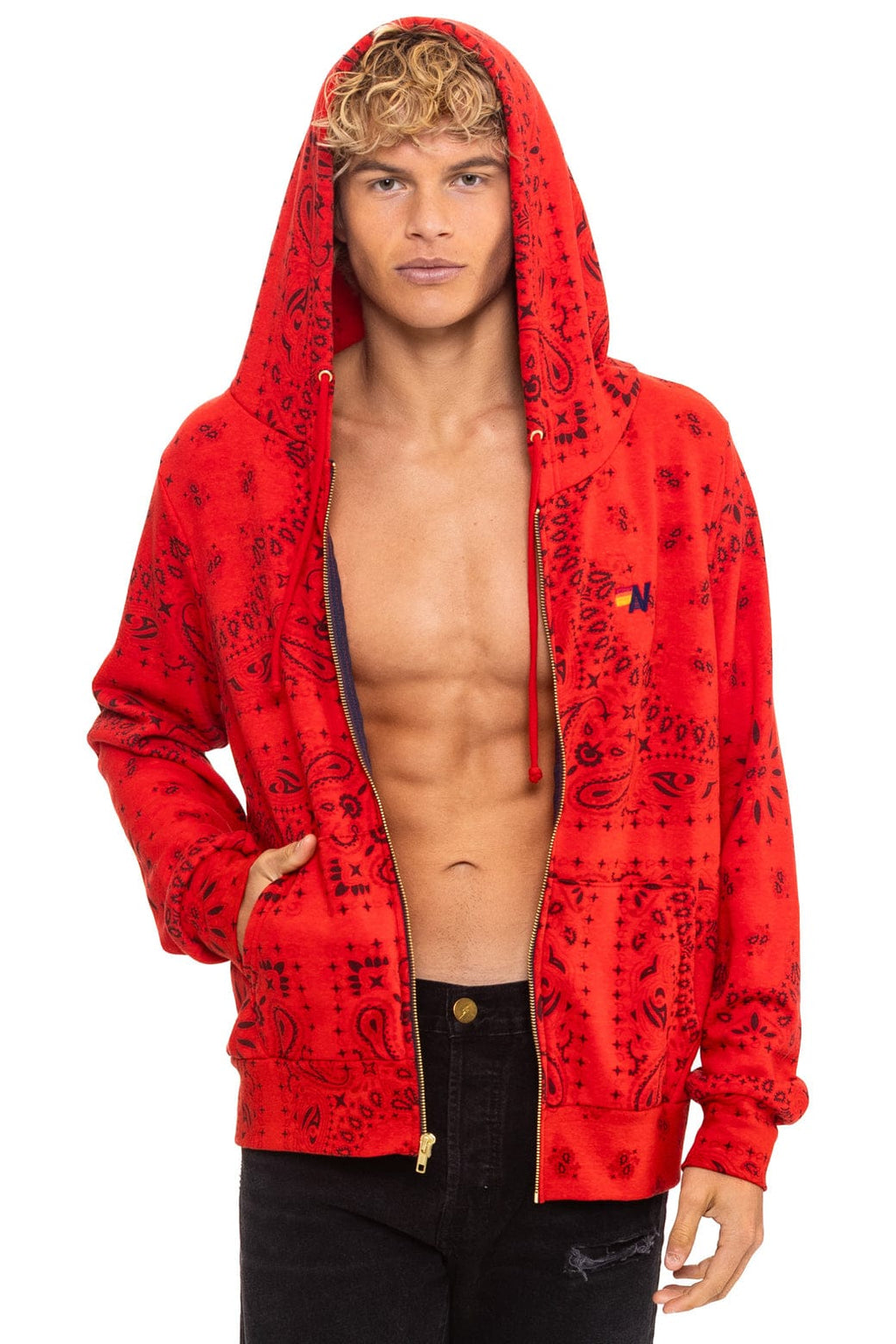 Classic BANDANA ZIP HOODIE - RED
