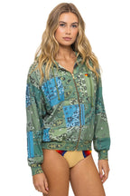Classic BANDANA QUILTED RELAXED ZIP HOODIE - GREEN