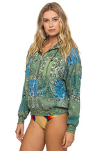 Classic BANDANA QUILTED RELAXED ZIP HOODIE - GREEN