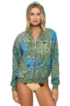 Classic BANDANA QUILTED RELAXED ZIP HOODIE - GREEN