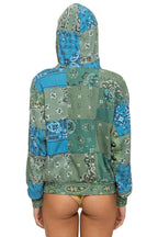 Classic BANDANA QUILTED RELAXED ZIP HOODIE - GREEN