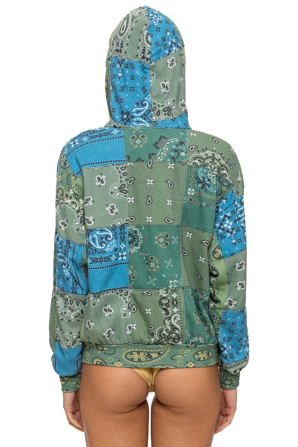 Classic BANDANA QUILTED RELAXED ZIP HOODIE - GREEN