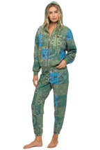 Classic BANDANA QUILTED RELAXED ZIP HOODIE - GREEN