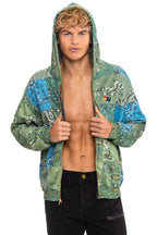 Classic BANDANA QUILTED RELAXED ZIP HOODIE - GREEN