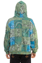 Classic BANDANA QUILTED RELAXED ZIP HOODIE - GREEN