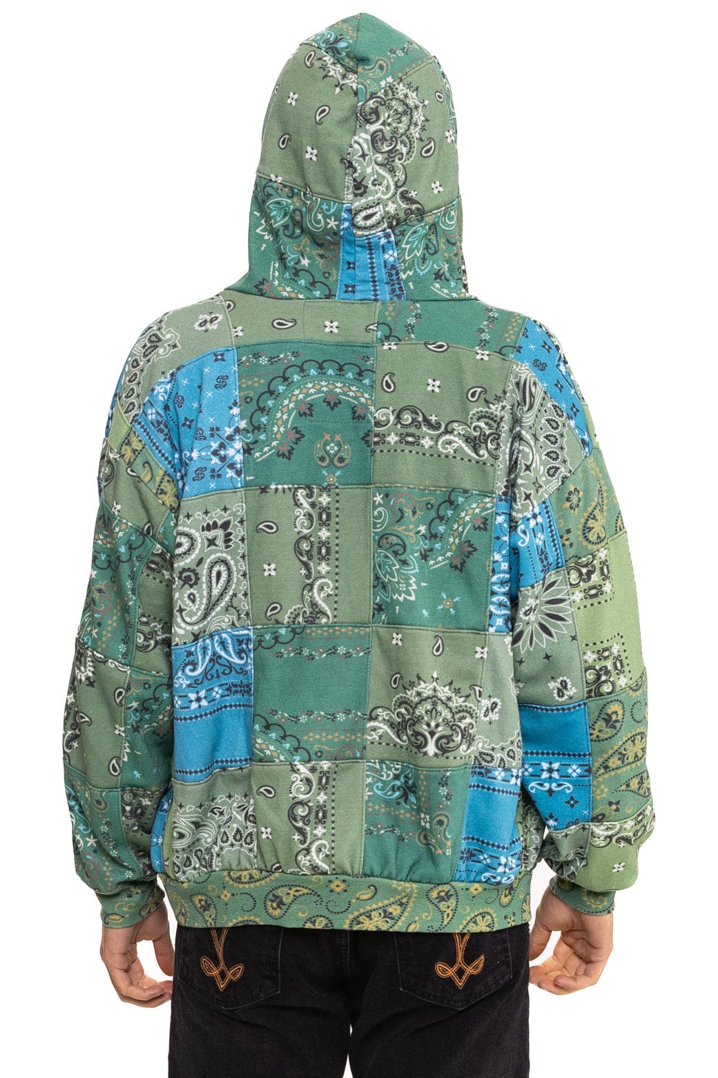 Classic BANDANA QUILTED RELAXED ZIP HOODIE - GREEN