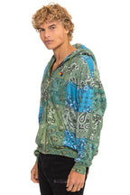 Classic BANDANA QUILTED RELAXED ZIP HOODIE - GREEN