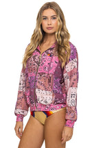Classic BANDANA QUILTED RELAXED ZIP HOODIE - PINK